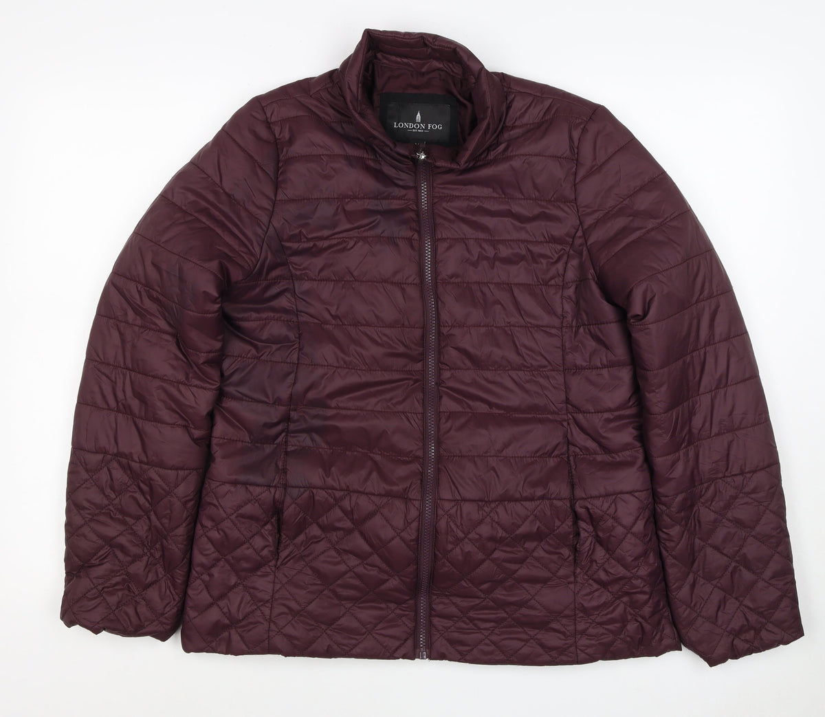 London Fog Women’s Purple M Quilted Puffer Jacket Insulated Full Zip