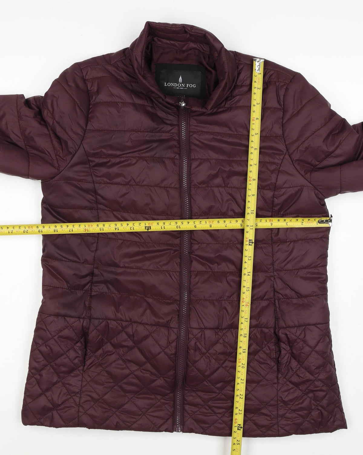London Fog Women’s Purple M Quilted Puffer Jacket Insulated Full Zip