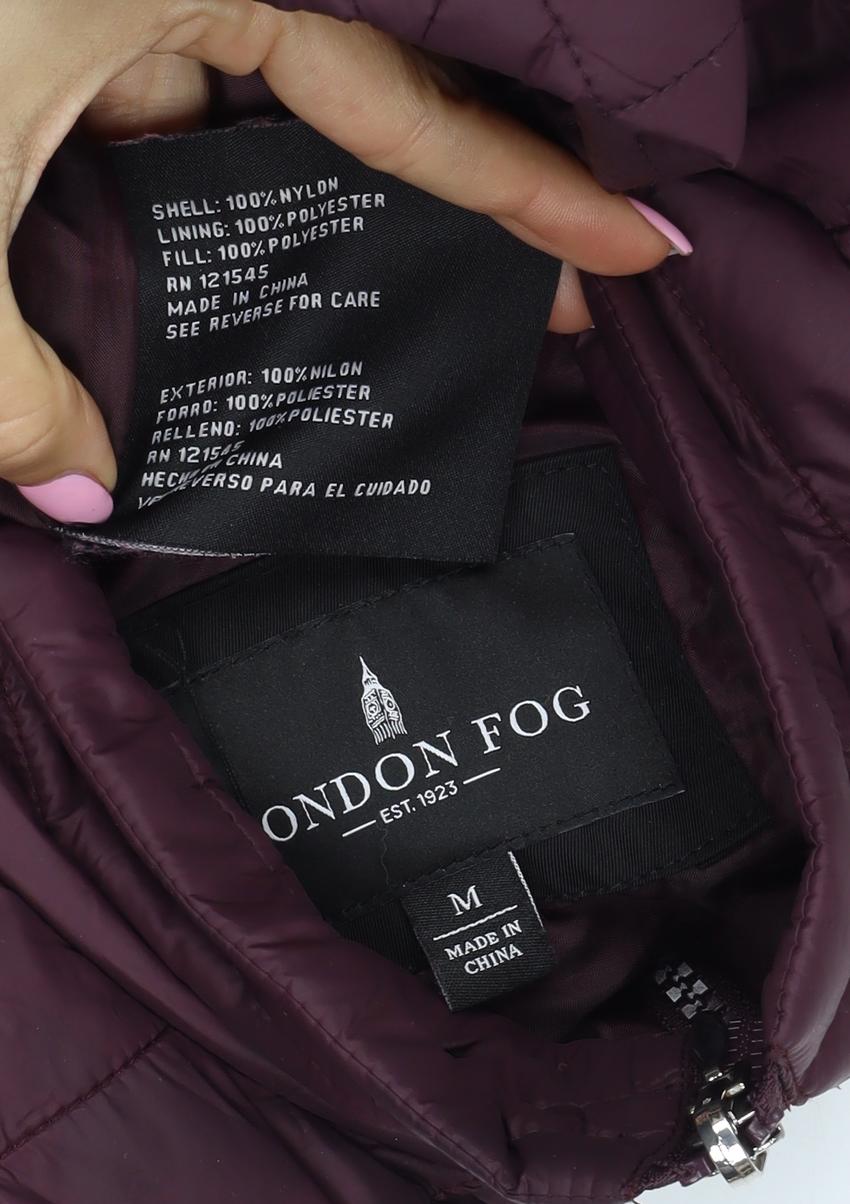 London Fog Women’s Purple M Quilted Puffer Jacket Insulated Full Zip