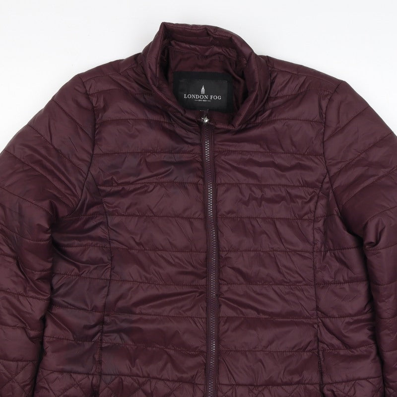 London Fog Women’s Purple M Quilted Puffer Jacket Insulated Full Zip