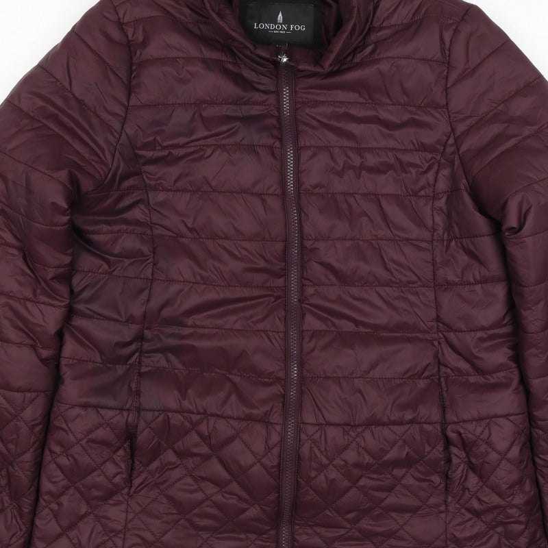 London Fog Women’s Purple M Quilted Puffer Jacket Insulated Full Zip