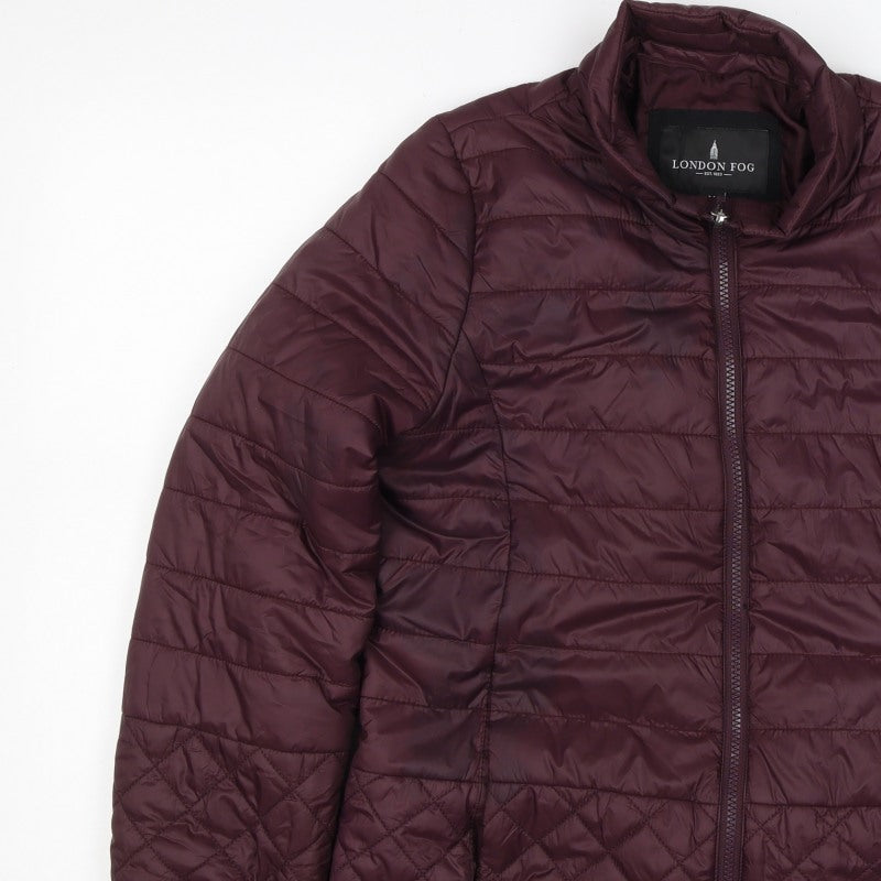 London Fog Women’s Purple M Quilted Puffer Jacket Insulated Full Zip