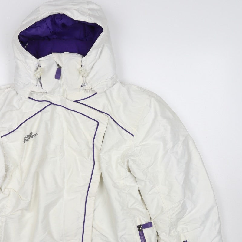 No Fear Women’s White Purple Ski Jacket Hooded Padded UK 10
