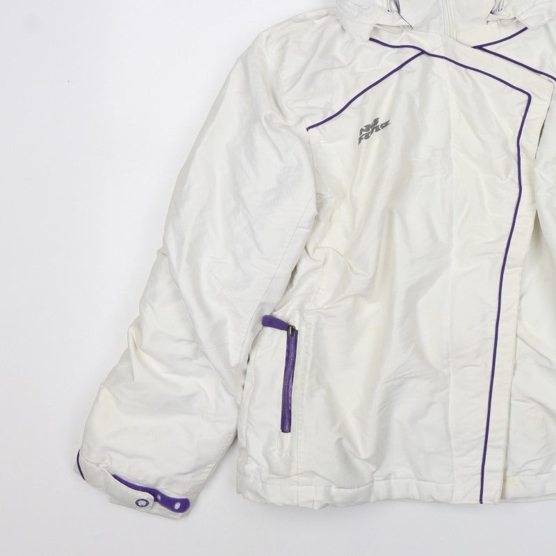 No Fear Women’s White Purple Ski Jacket Hooded Padded UK 10