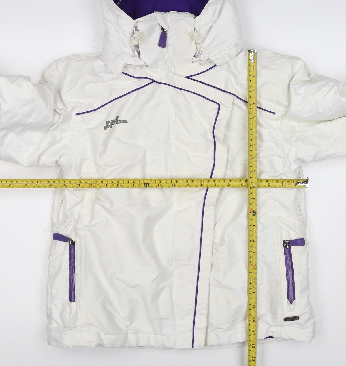 No Fear Women’s White Purple Ski Jacket Hooded Padded UK 10