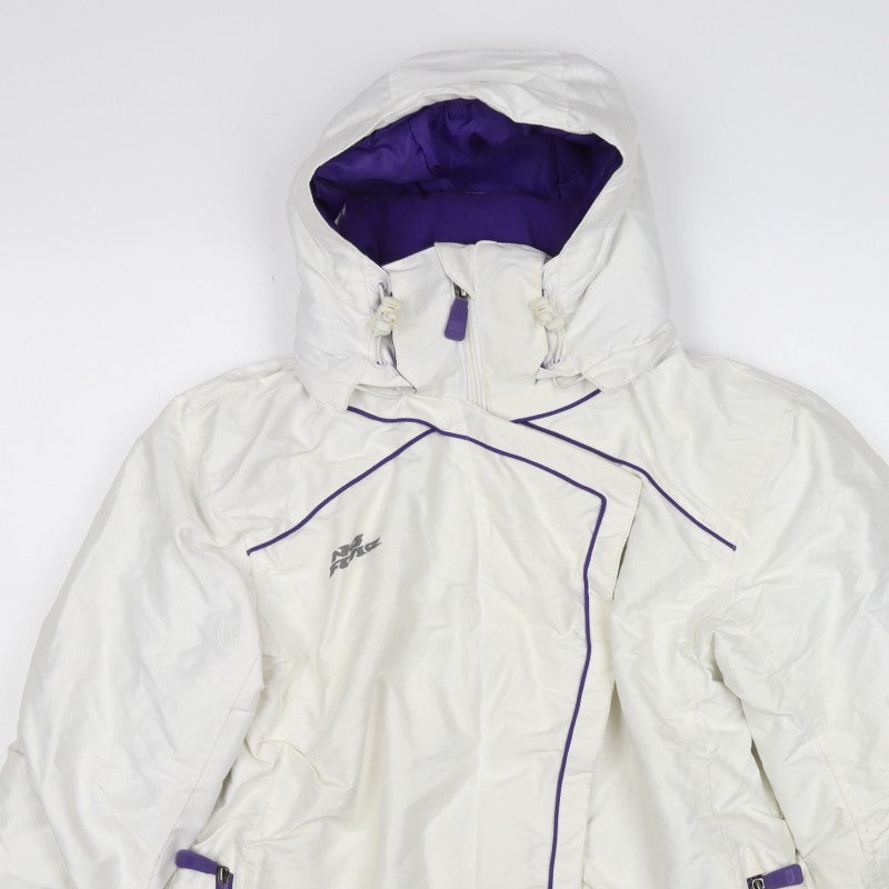 No Fear Women’s White Purple Ski Jacket Hooded Padded UK 10