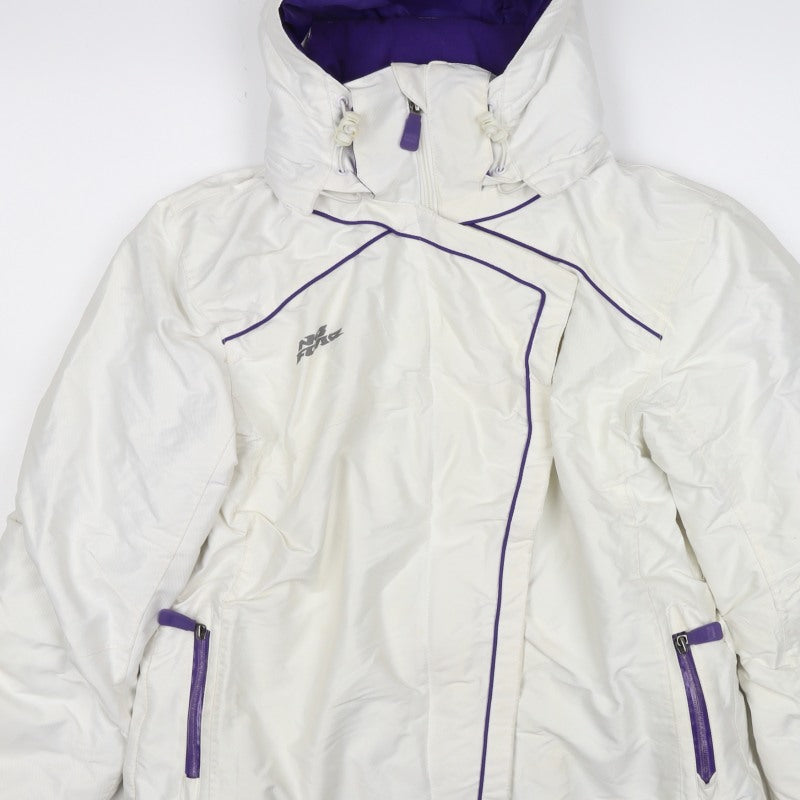 No Fear Women’s White Purple Ski Jacket Hooded Padded UK 10