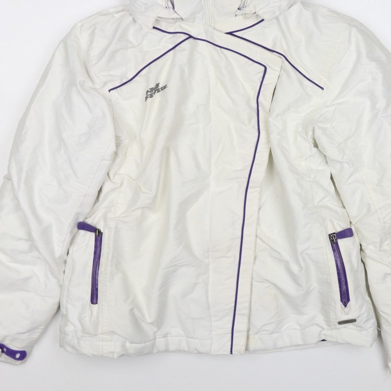 No Fear Women’s White Purple Ski Jacket Hooded Padded UK 10