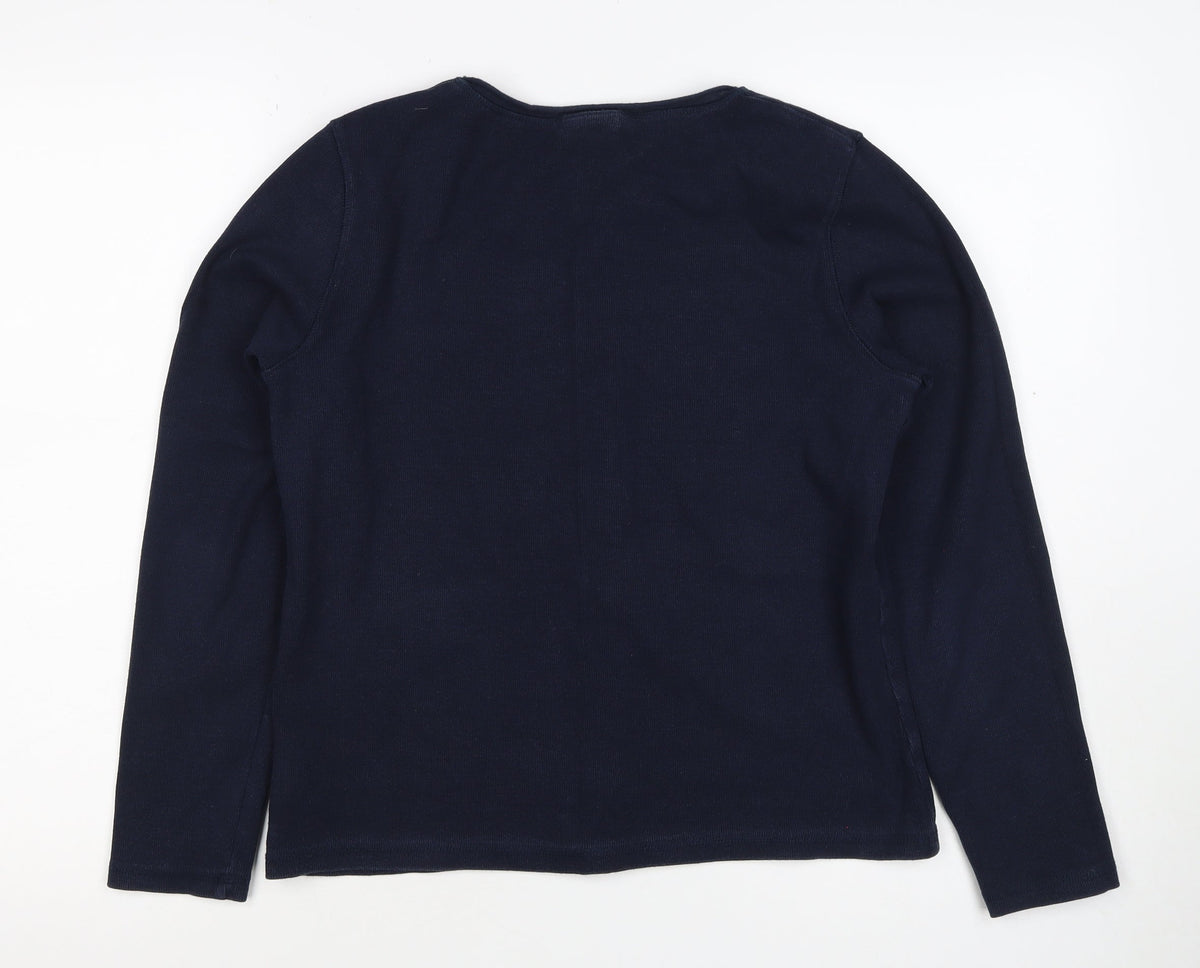 Next Women’s Navy Blue UK 16 Button Front Long Sleeve Cardigan