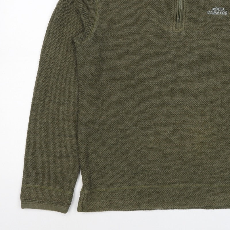 Weird Fish Men’s Green M 1/4 Zip High Neck Textured Sweatshirt