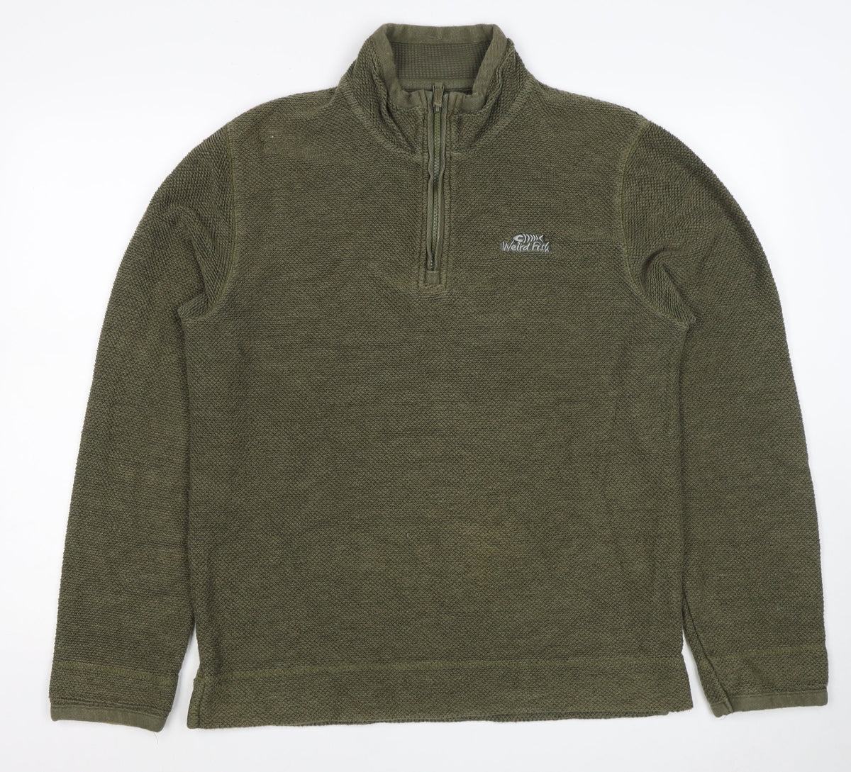 Weird Fish Men’s Green M 1/4 Zip High Neck Textured Sweatshirt