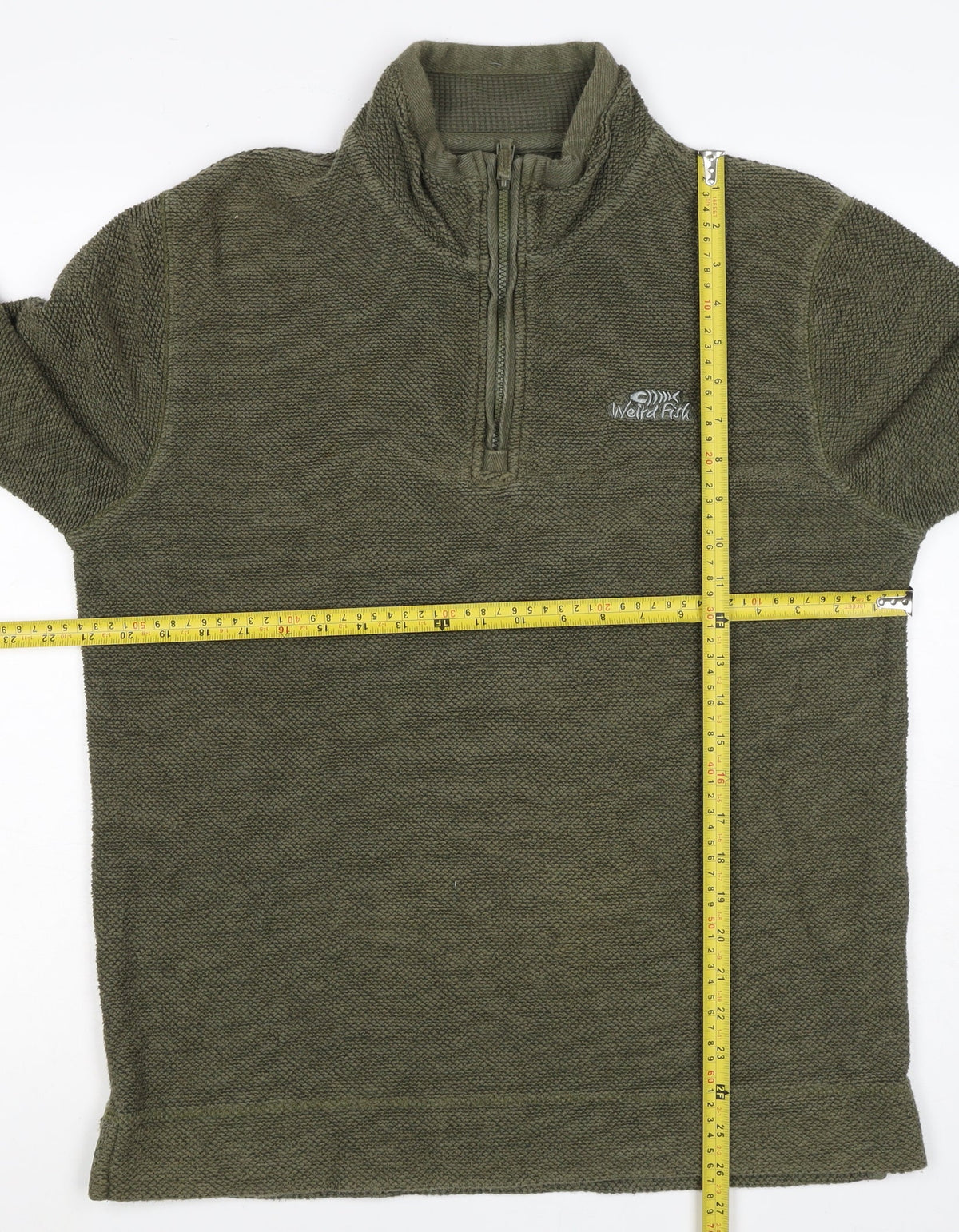 Weird Fish Men’s Green M 1/4 Zip High Neck Textured Sweatshirt