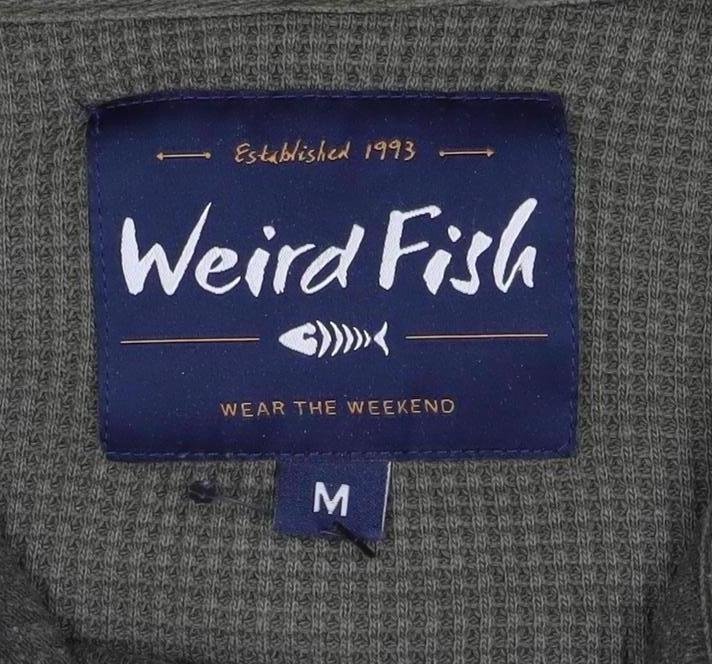 Weird Fish Men’s Green M 1/4 Zip High Neck Textured Sweatshirt