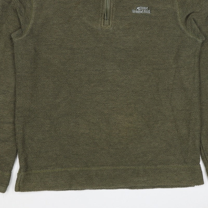 Weird Fish Men’s Green M 1/4 Zip High Neck Textured Sweatshirt