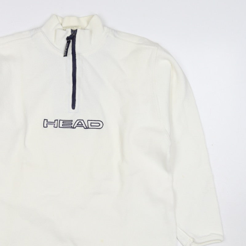Head Women's White UK 14 Quarter Zip Logo Sweatshirt High Neck
