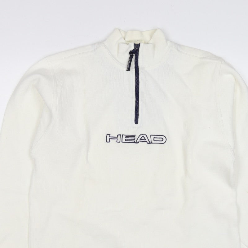 Head Women's White UK 14 Quarter Zip Logo Sweatshirt High Neck