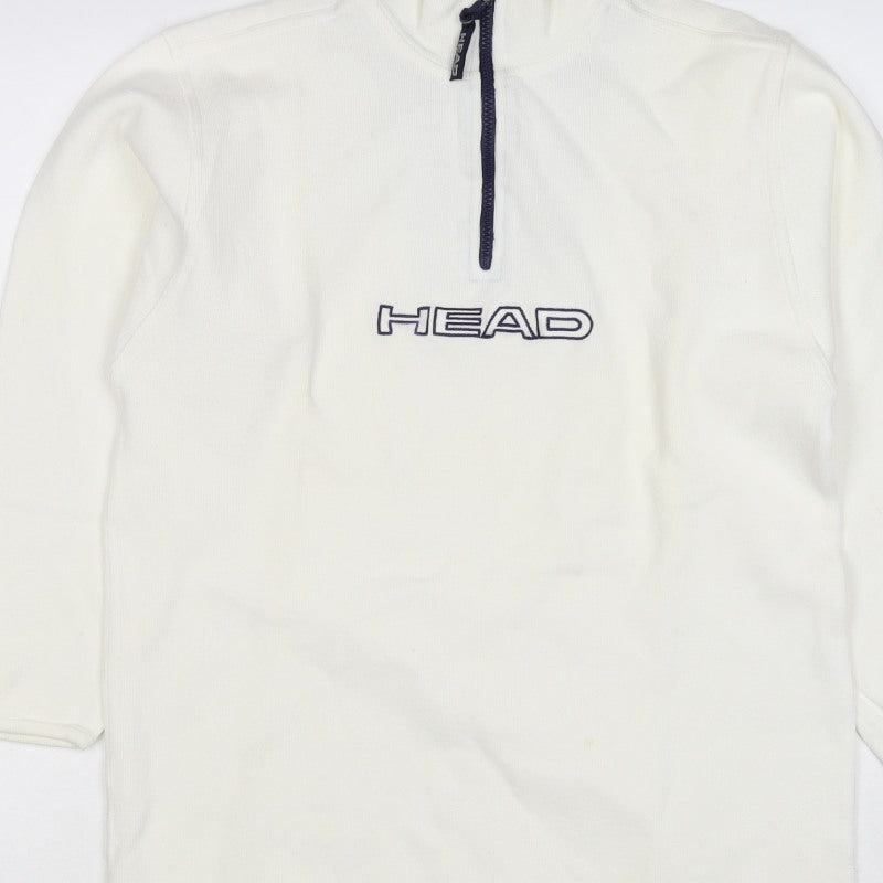 Head Women's White UK 14 Quarter Zip Logo Sweatshirt High Neck
