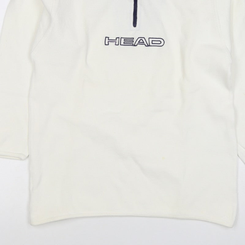 Head Women's White UK 14 Quarter Zip Logo Sweatshirt High Neck