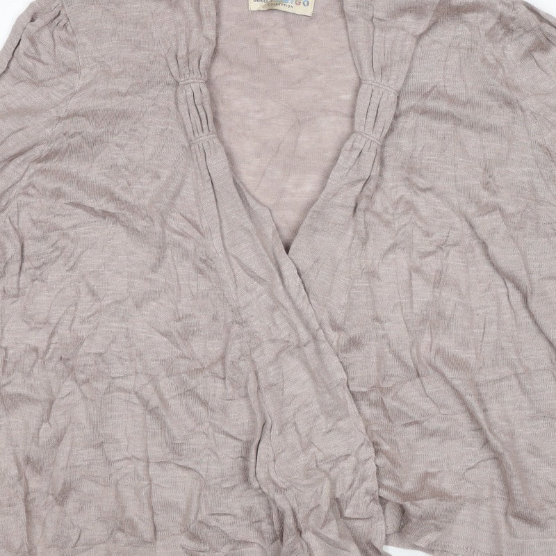 Marks & Spencer Women Beige UK 16 Open Ruffle Cardigan Linen Blend