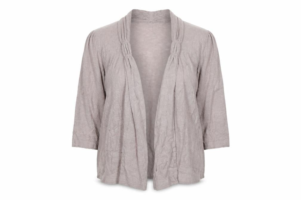 Marks & Spencer Women Beige UK 16 Open Ruffle Cardigan Linen Blend