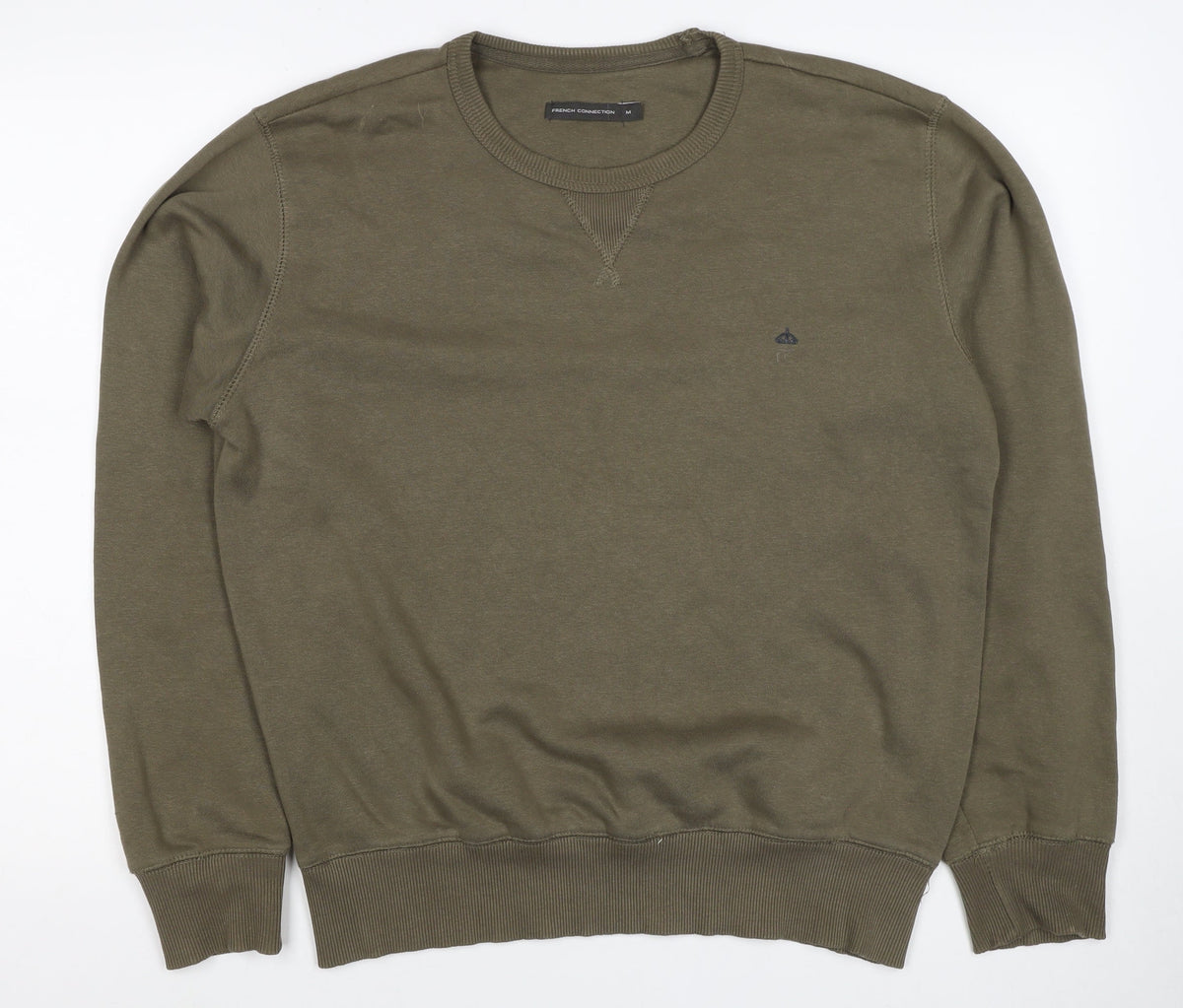 French Connection Men Green M Pullover Crew Neck Sweatshirt Logo
