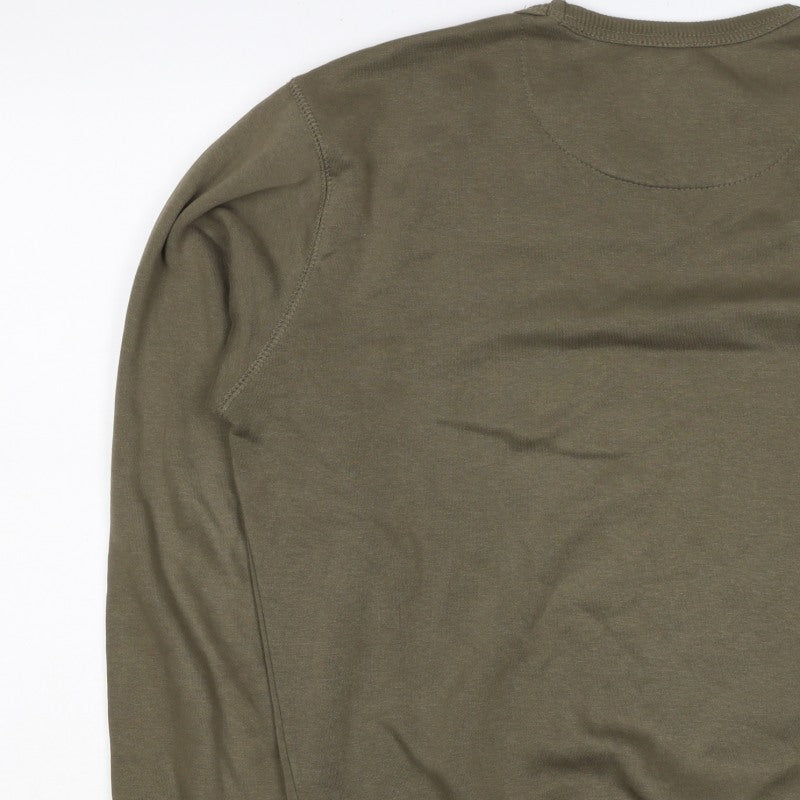 French Connection Men Green M Pullover Crew Neck Sweatshirt Logo