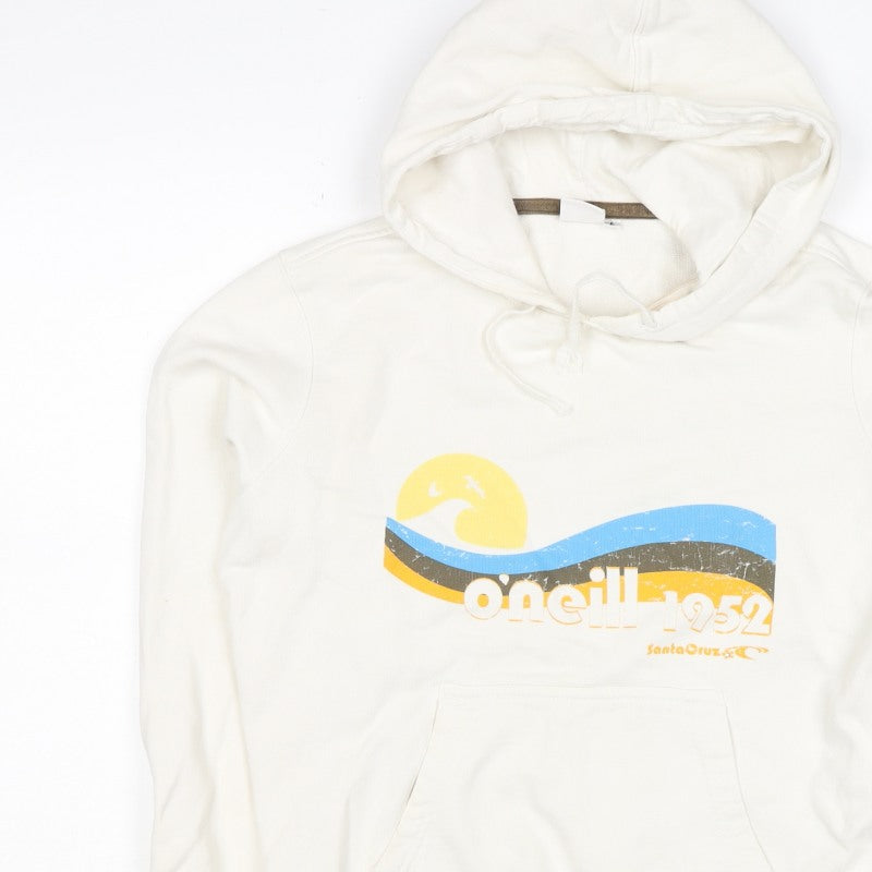 O'Neill Women’s Ivory L Pullover Hoodie Beach Logo Graphic Cotton
