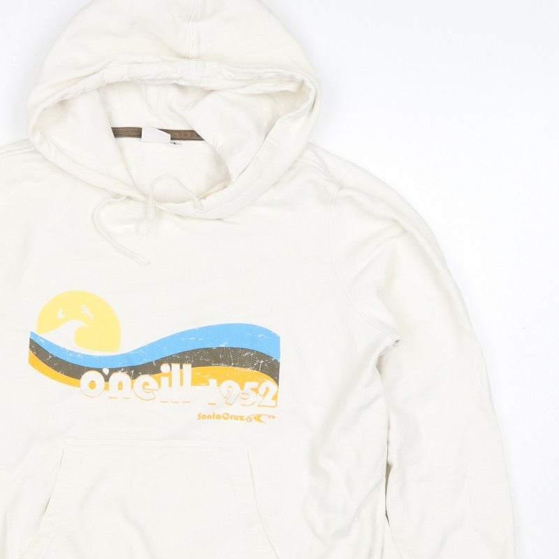 O'Neill Women’s Ivory L Pullover Hoodie Beach Logo Graphic Cotton