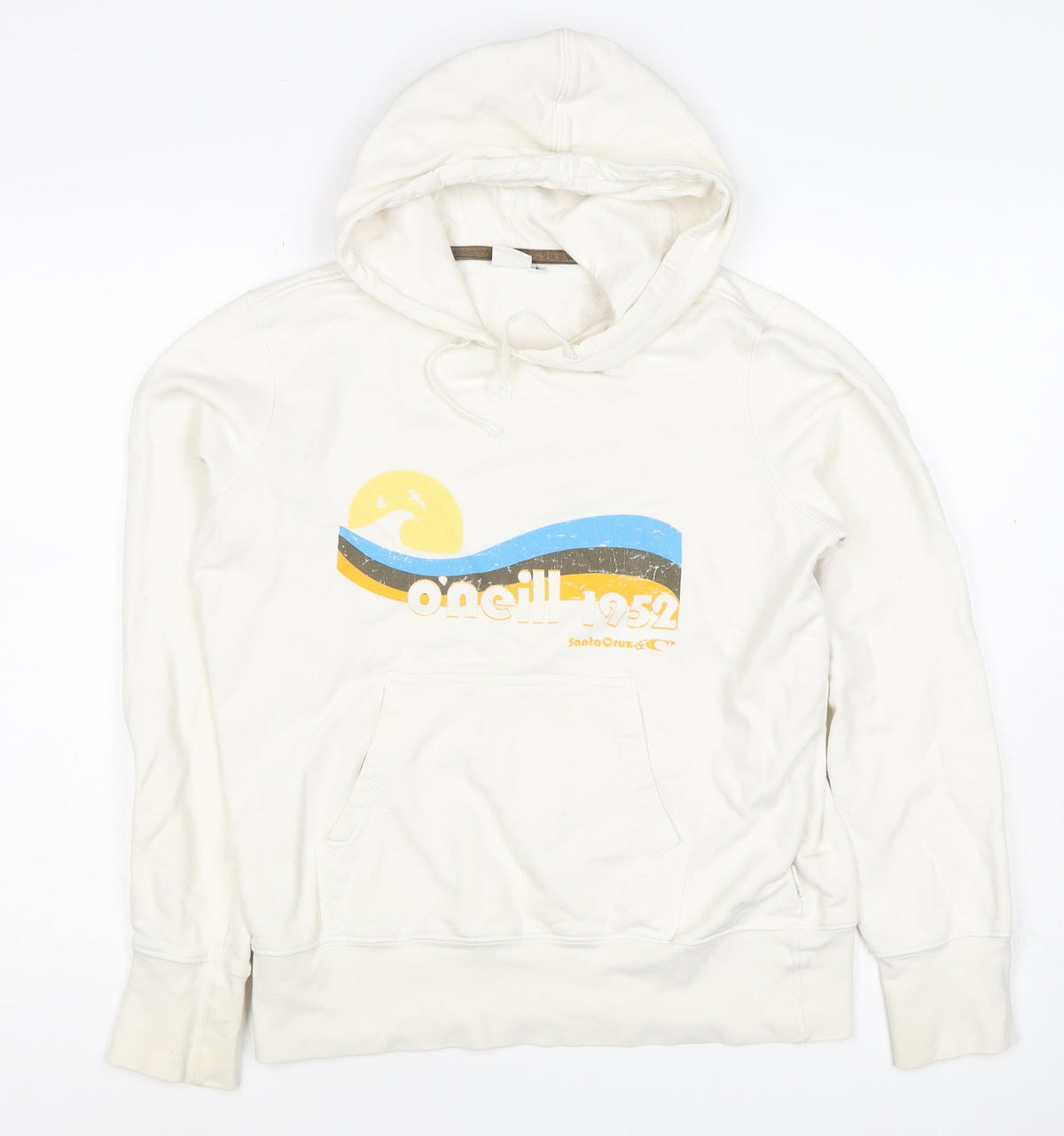 O'Neill Women’s Ivory L Pullover Hoodie Beach Logo Graphic Cotton