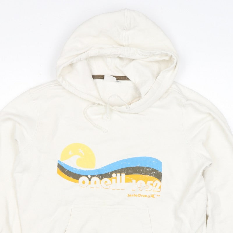 O'Neill Women’s Ivory L Pullover Hoodie Beach Logo Graphic Cotton