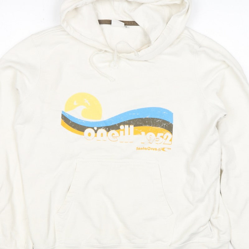 O'Neill Women’s Ivory L Pullover Hoodie Beach Logo Graphic Cotton