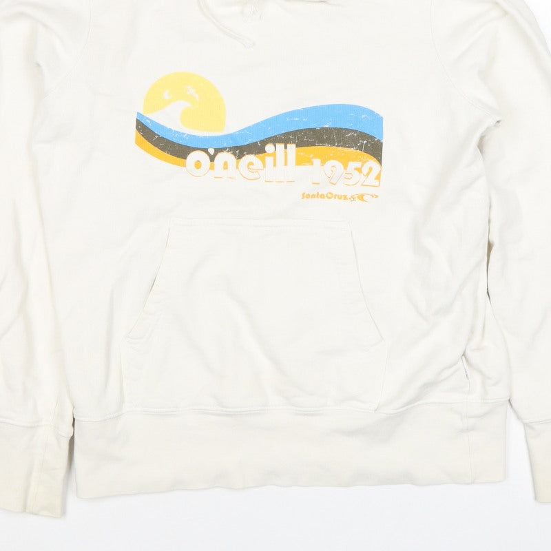 O'Neill Women’s Ivory L Pullover Hoodie Beach Logo Graphic Cotton