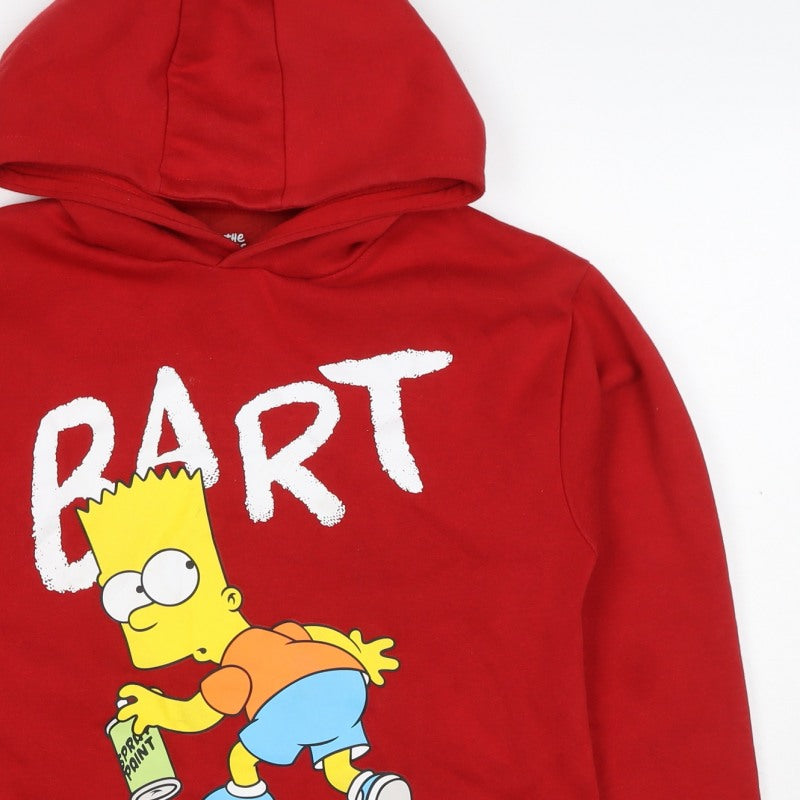 The Simpsons Boys Red 11-12 Years Bart Graphic Pullover Hoodie