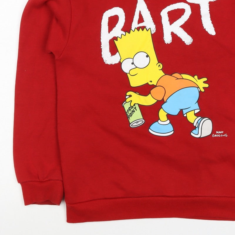The Simpsons Boys Red 11-12 Years Bart Graphic Pullover Hoodie