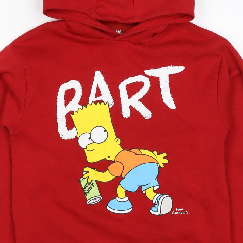 The Simpsons Boys Red 11-12 Years Bart Graphic Pullover Hoodie