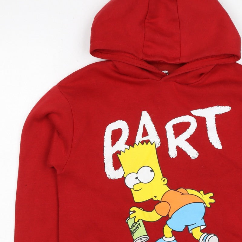 The Simpsons Boys Red 11-12 Years Bart Graphic Pullover Hoodie
