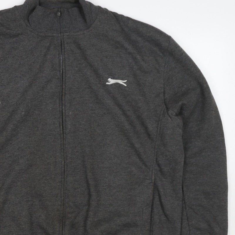 Slazenger Men's Grey XL Full Zip Logo Sweatshirt High Neck