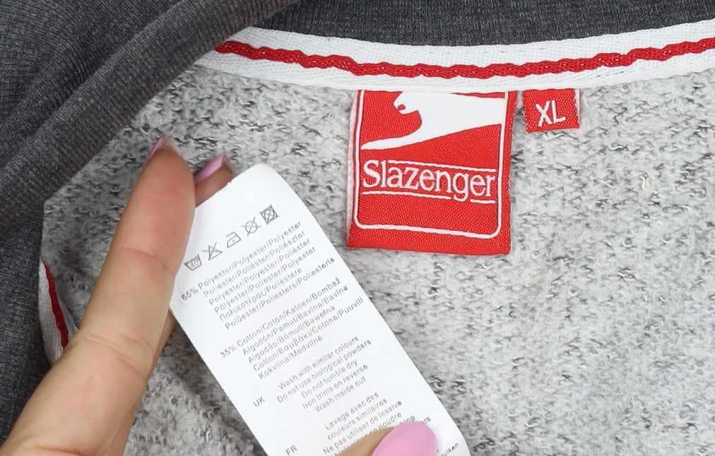 Slazenger Men's Grey XL Full Zip Logo Sweatshirt High Neck