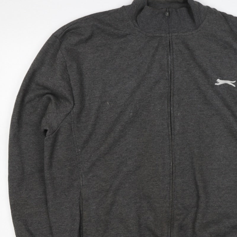 Slazenger Men's Grey XL Full Zip Logo Sweatshirt High Neck