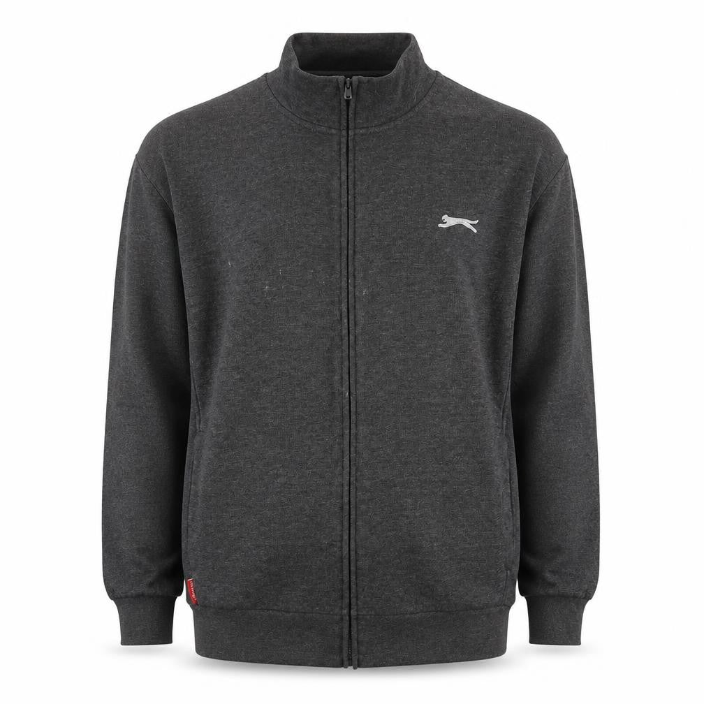 Slazenger Men's Grey XL Full Zip Logo Sweatshirt High Neck