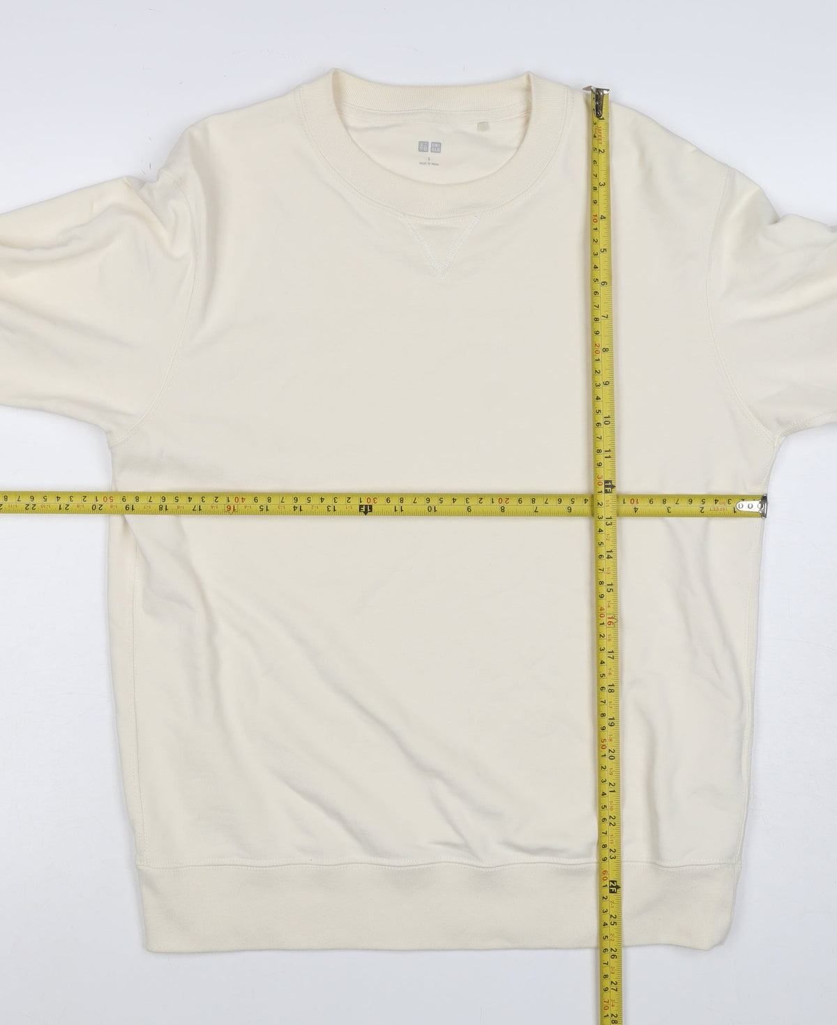 Uniqlo Men’s Ivory S Crew Neck Cotton Pullover Sweatshirt