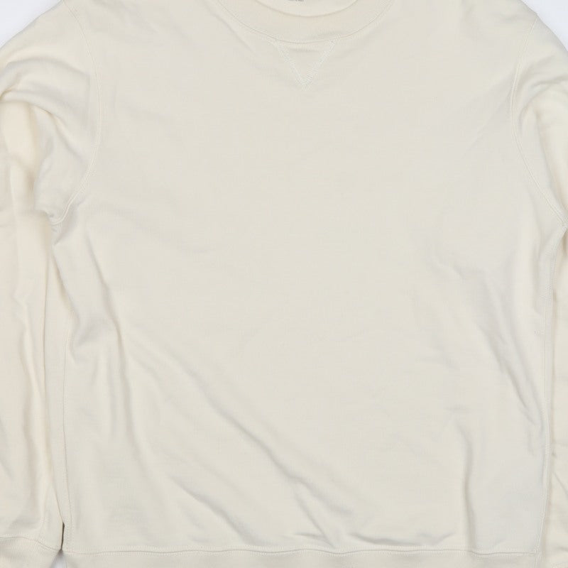 Uniqlo Men’s Ivory S Crew Neck Cotton Pullover Sweatshirt