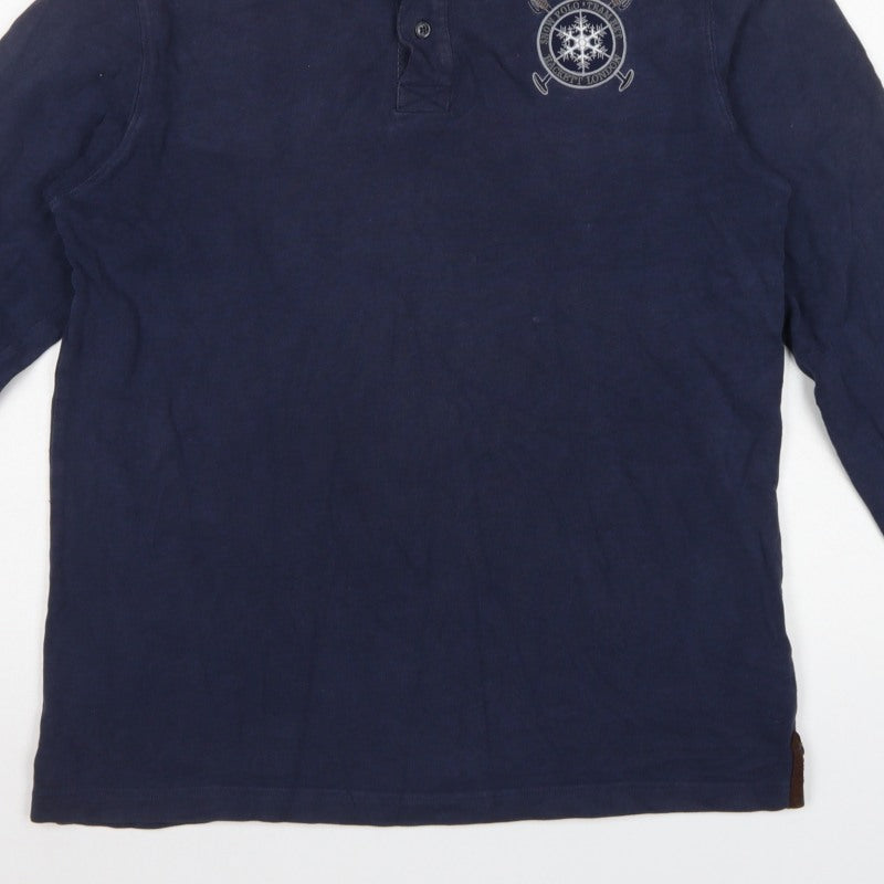 Hackett London Men’s Navy Small Classic Fit Long Sleeve Cotton Polo