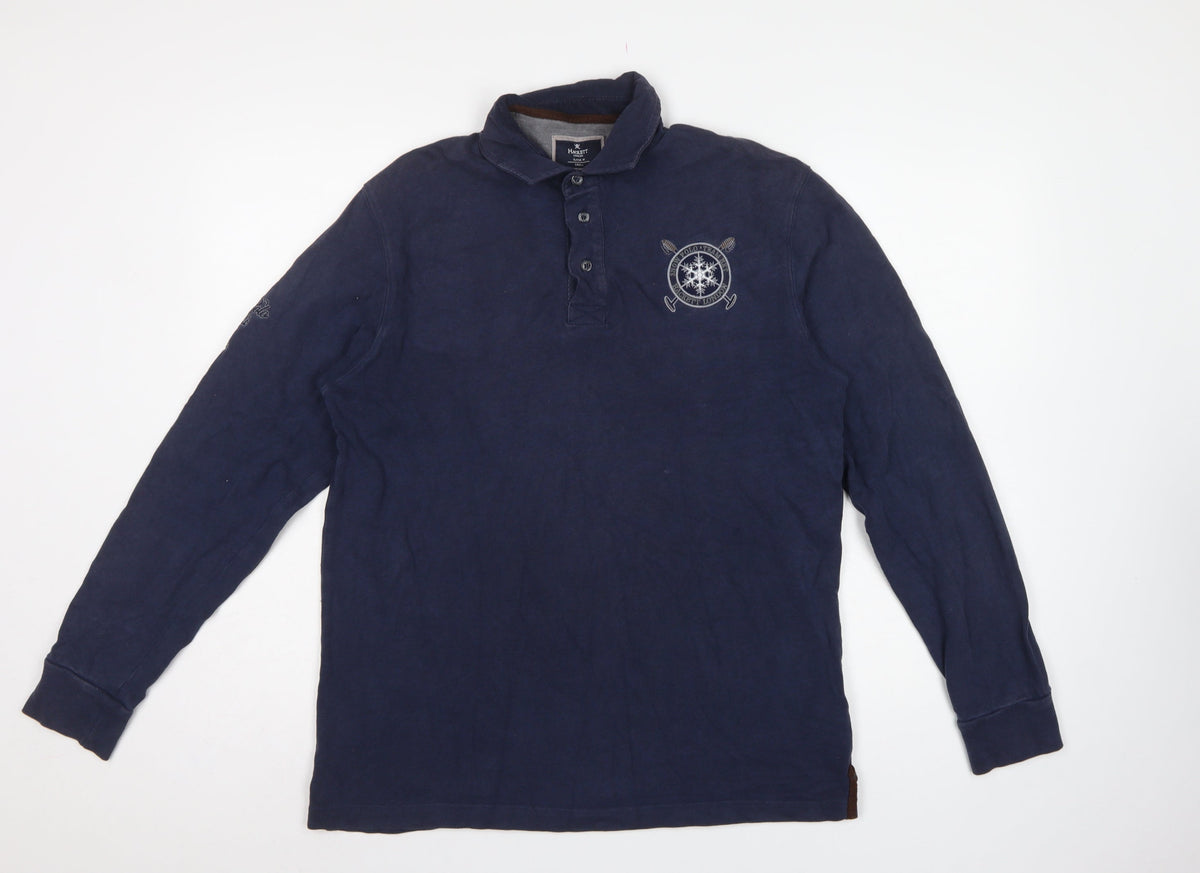 Hackett London Men’s Navy Small Classic Fit Long Sleeve Cotton Polo