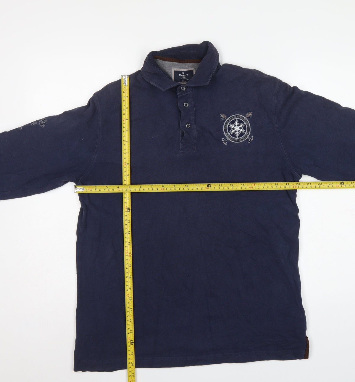 Hackett London Men’s Navy Small Classic Fit Long Sleeve Cotton Polo
