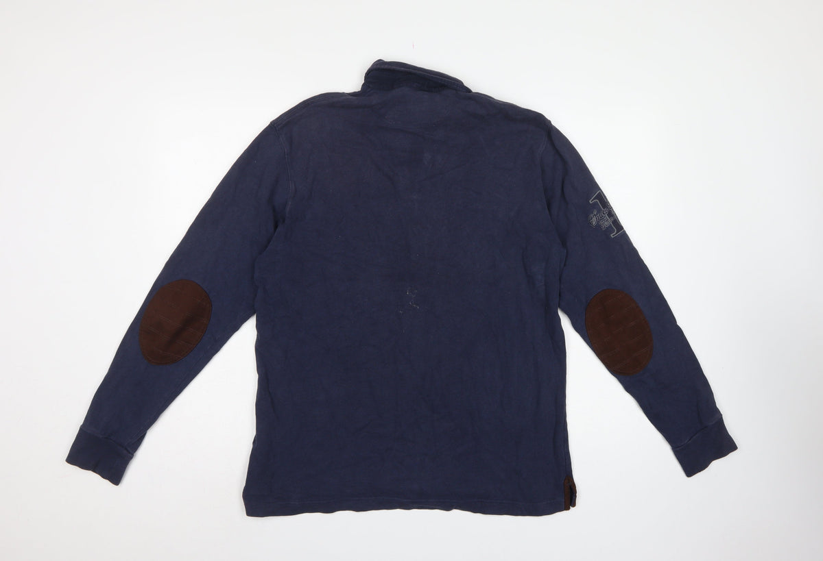 Hackett London Men’s Navy Small Classic Fit Long Sleeve Cotton Polo