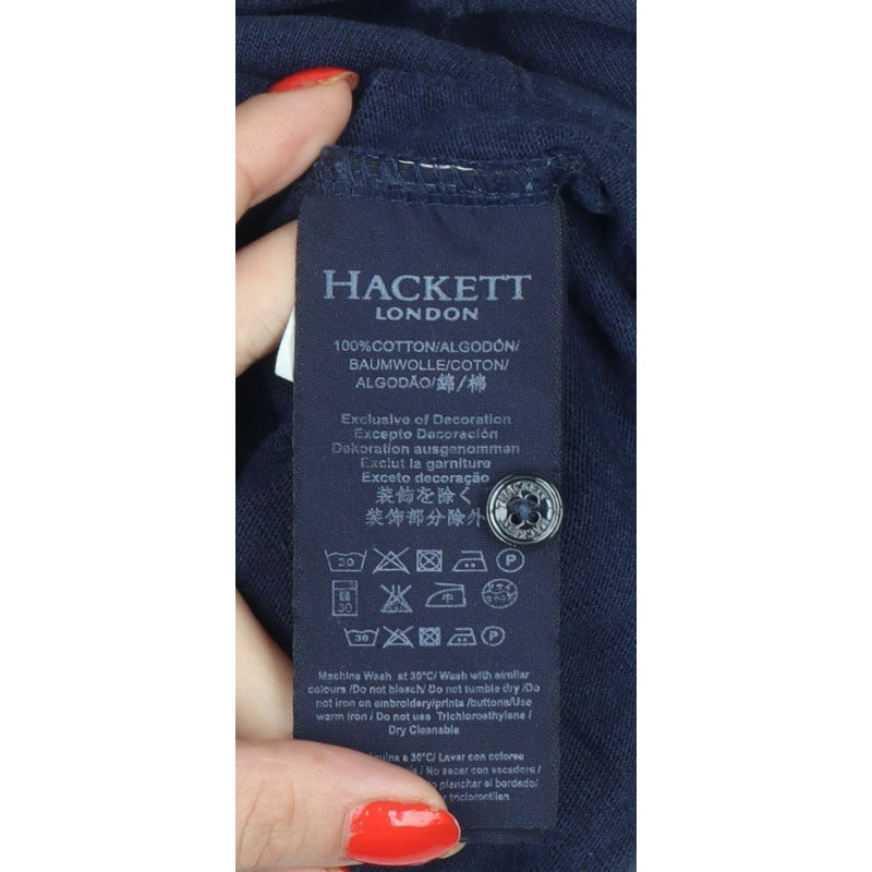 Hackett London Men’s Navy Small Classic Fit Long Sleeve Cotton Polo