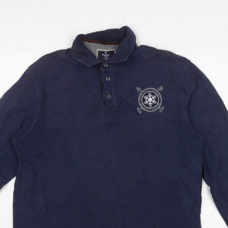 Hackett London Men’s Navy Small Classic Fit Long Sleeve Cotton Polo