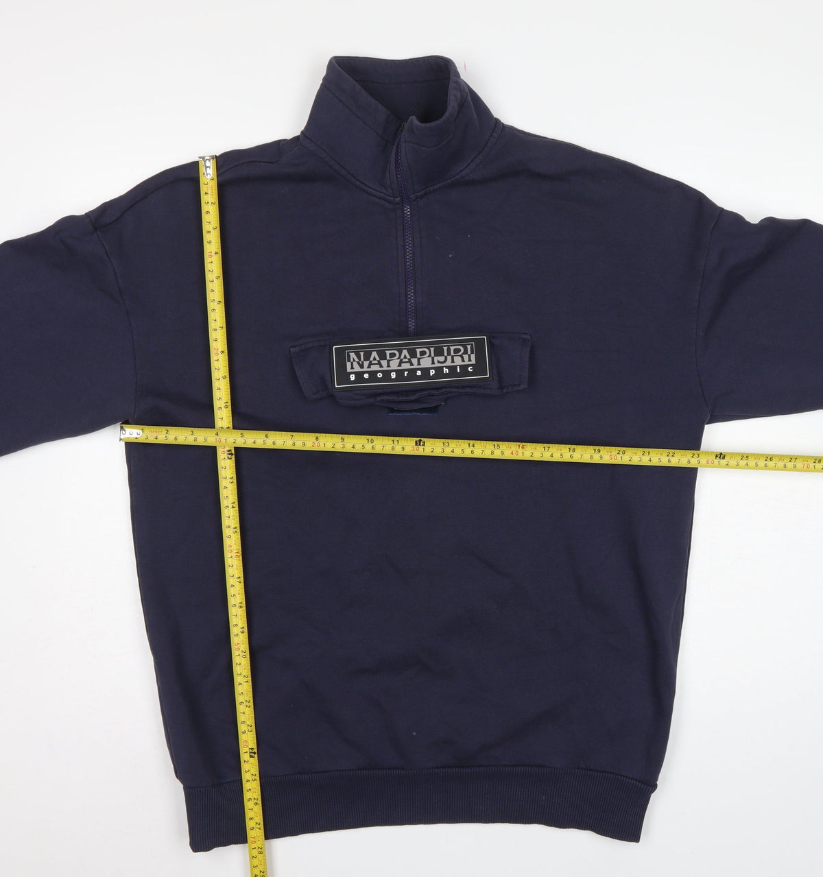 Napapijri Men’s Navy Blue S Half Zip Logo Fleece Sweatshirt