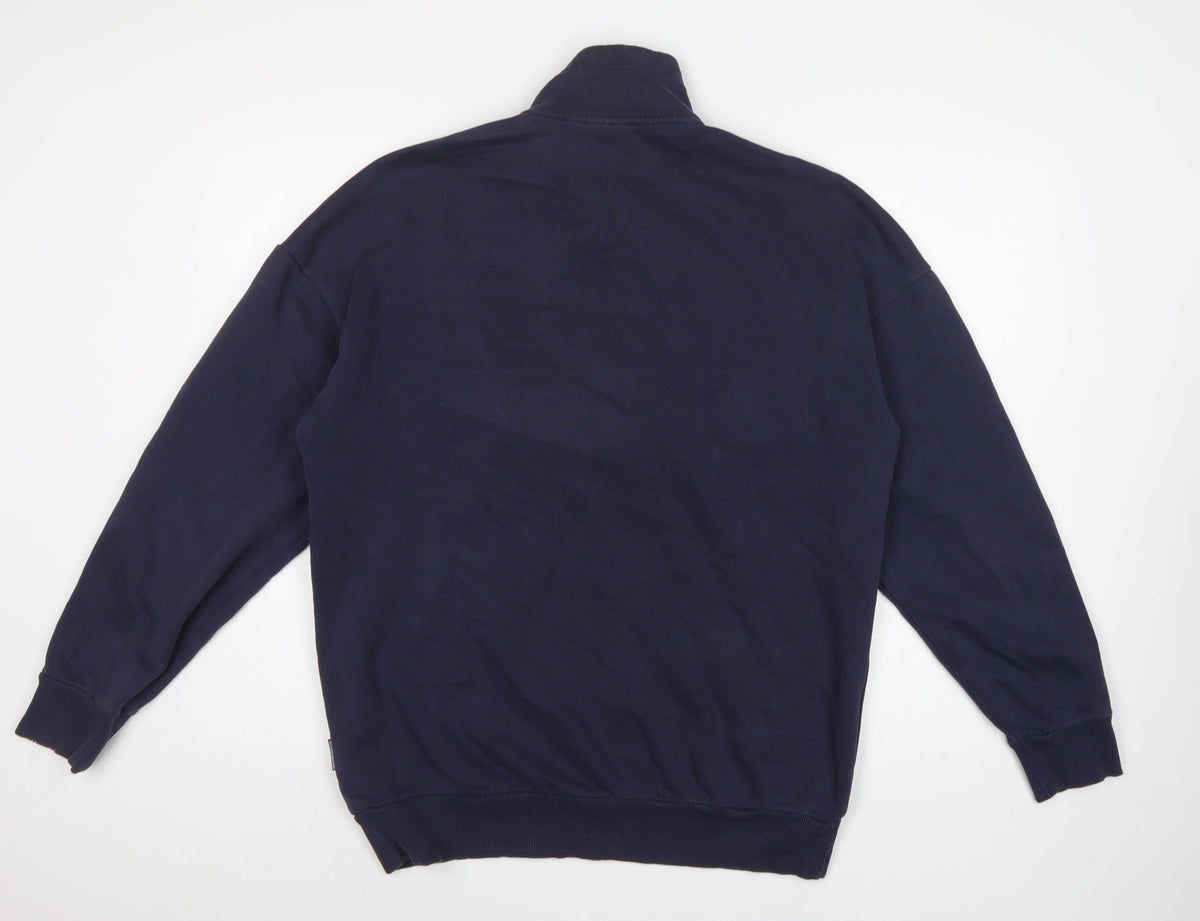 Napapijri Men’s Navy Blue S Half Zip Logo Fleece Sweatshirt